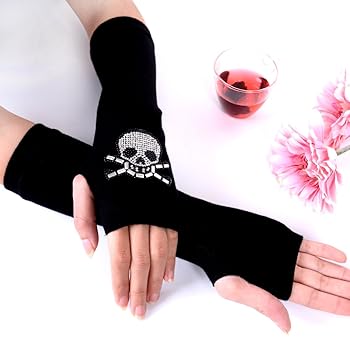 JISEN Women Punk Winter Arm Warmer Knitted Stretchy Soft